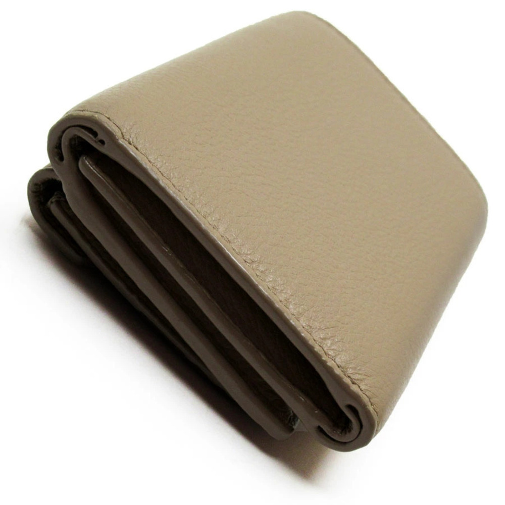 Prada Leather Tri fold Beige Wallet Tan